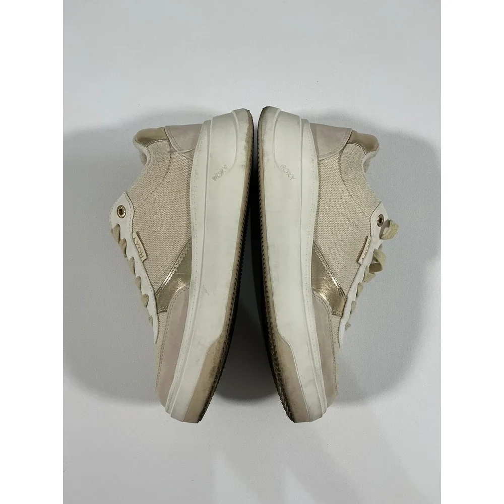 Roxy Carver Women's Sneakers Cream Gold Chunky Platform Size 7.5